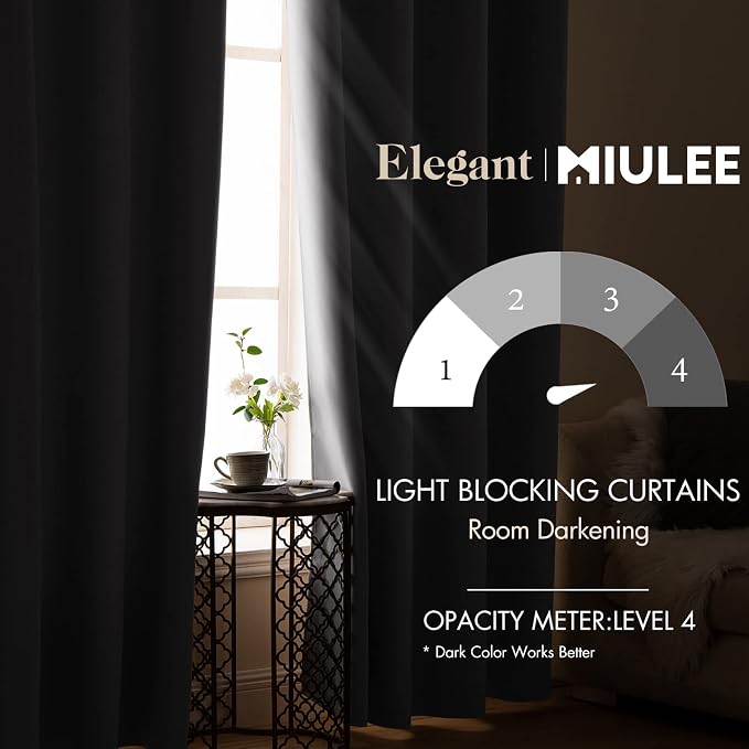 MIULEE Blackout Curtains Room Darkening Thermal Insulated Drapes Solid Window - Image 2