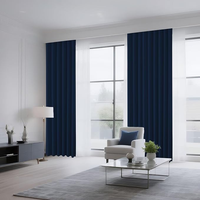 CUCRAF Navy Blue Blackout Curtains 63 inch Length 2 Panels Set, Rod Pocket Room - Image 8
