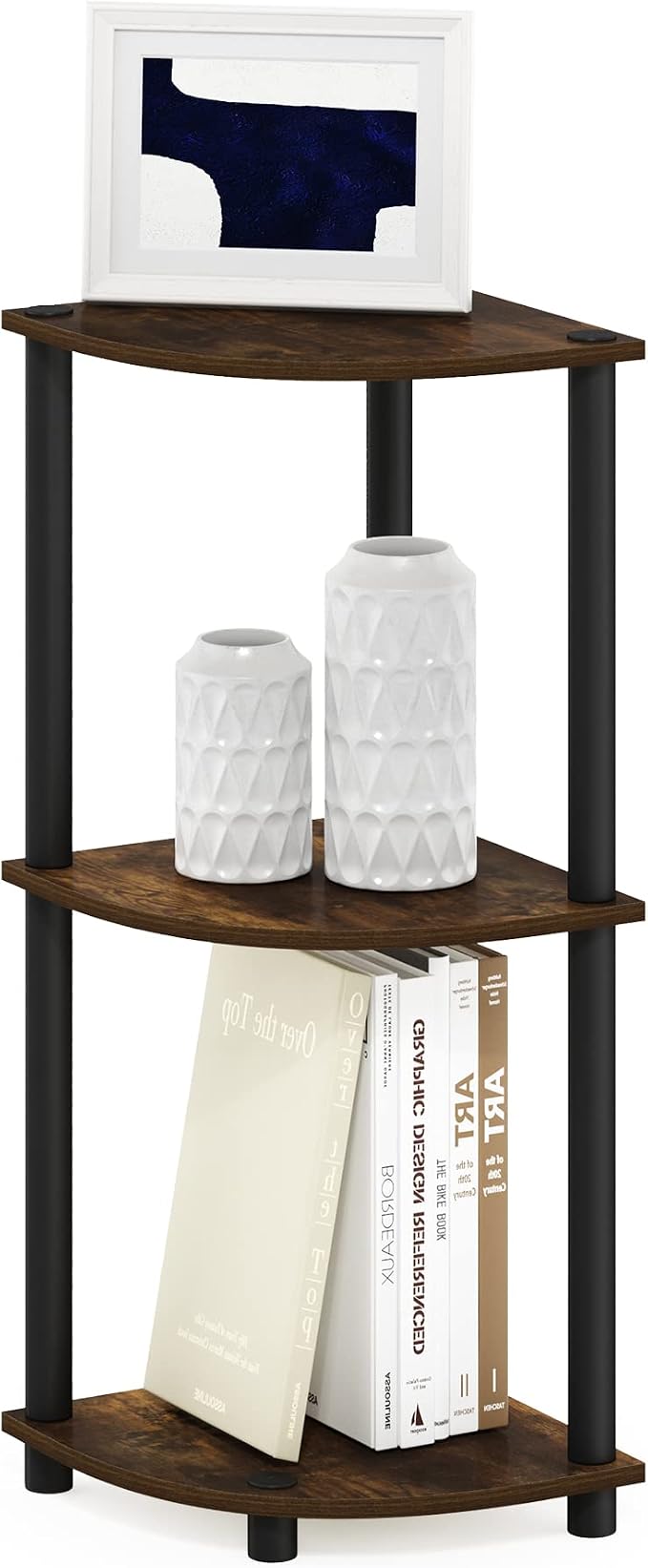 Furinno TURN-N-TUBE Corner Shelf, 3-Tier Corner Bookshelf, Display Storage by Furinno-FitsYourSpaceFitsYourBudget