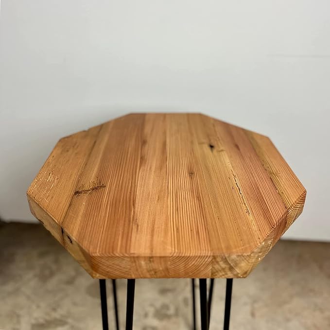 Modern Timber Craft Reclaimed Wood Hairpin Leg Table | 16" Rustic Small - Image 4