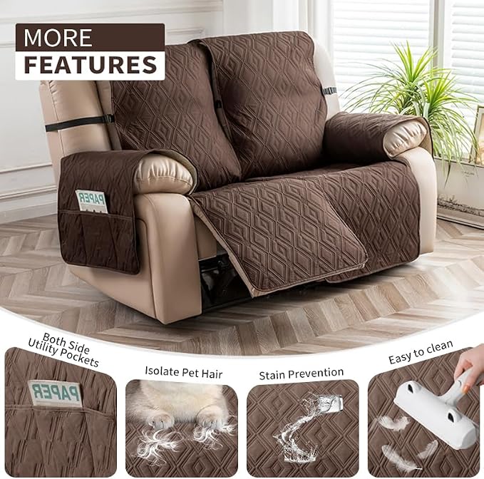 Genina Waterproof Loveseat Recliner Cover Non-Slip, Sofa Cover - Image 4