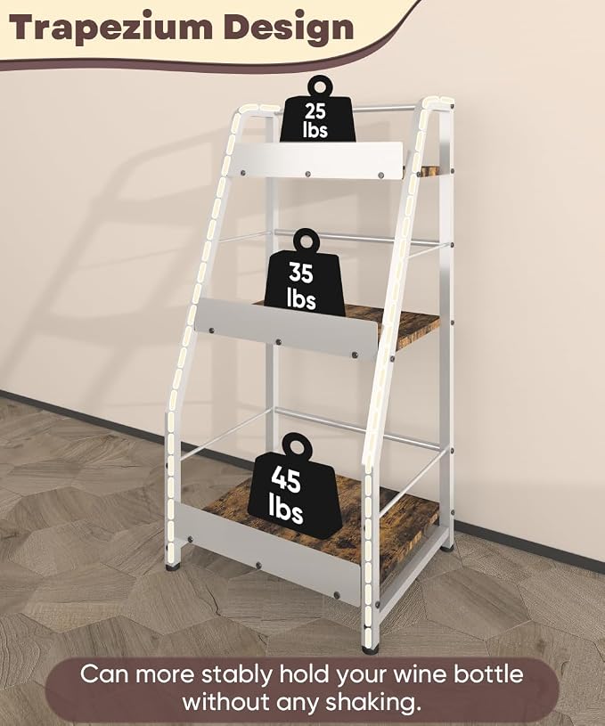 3-Tier Liquor Stand for Home Bar, Trapezoid Freestanding Whisky Bottle Holder - Image 3