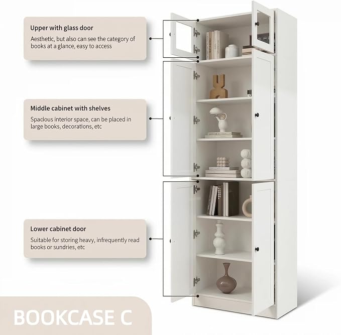 TUSY 85.5" Modern Tall Bookcase - Image 8