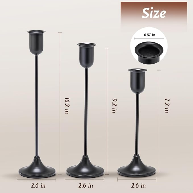 Black Taper Candle Holder 6 PCS Candlestick Holders, Vintage Candle Stick Holder - Image 3