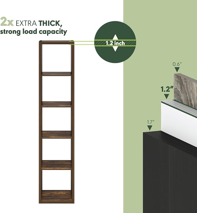 Furinno Cubicle Book Shelf, Vertical 5-Cube Bookshelf, Extra Thick Horizontally - Image 3