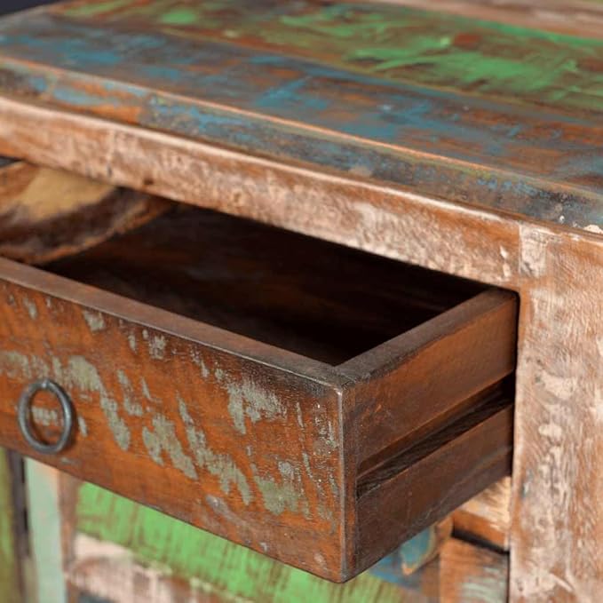 vidaXL End Table w/ 1 Drawer 1 Door Reclaimed Wood Side Storage Cabinet Stand - Image 8