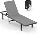 Lounge Chair Outdoor with Wheels, Aluminum Chaise Lounge Outdoor Chair with 5 by Oasbira