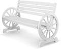 VINGLI Rustic Wooden Wheel Bench Outdoor Bench, Patio Bench Wagon Slatted Seat by VINGLI