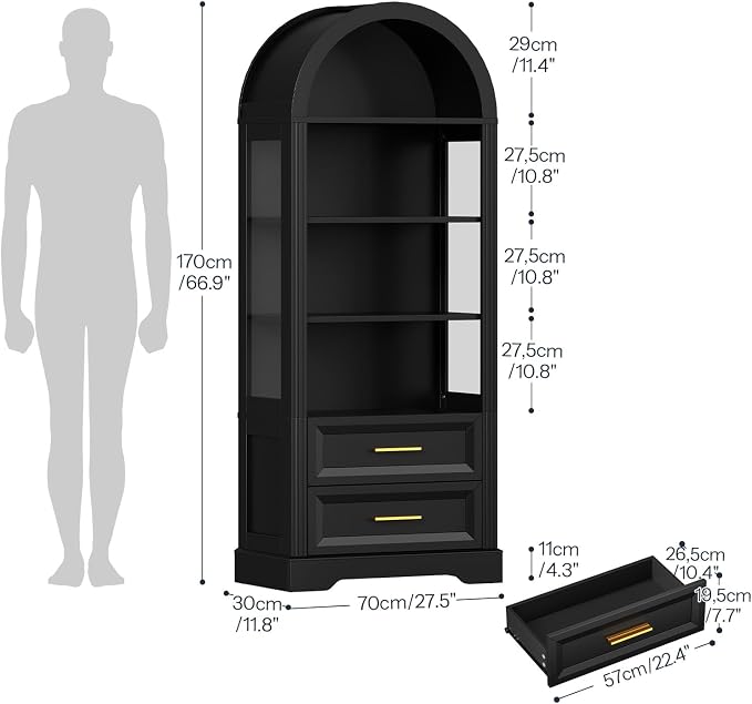 HOOBRO Tall Arched Bookshelf, Arch Bookcase - Image 2