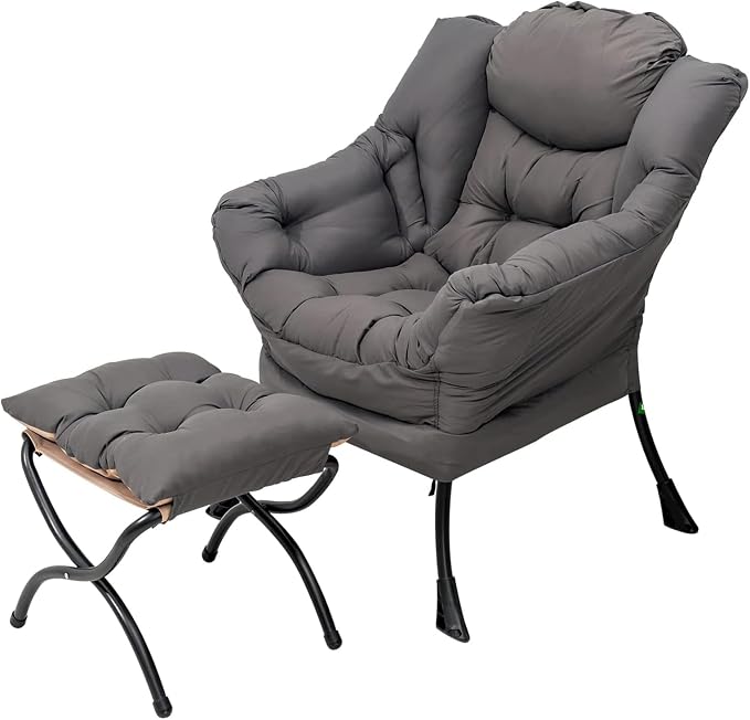 Welnow Lazy Chair with Ottoman, Modern Accent Chair with Armrests and a Side by LifeGetsBetterWithWelnow