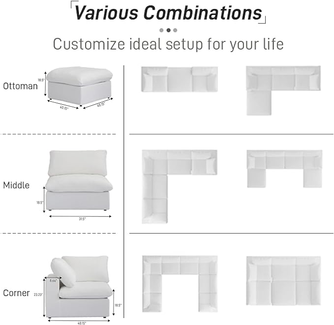 Cloud Modular Sectional Sofa Couch, 4 Seater Sofa - Image 8