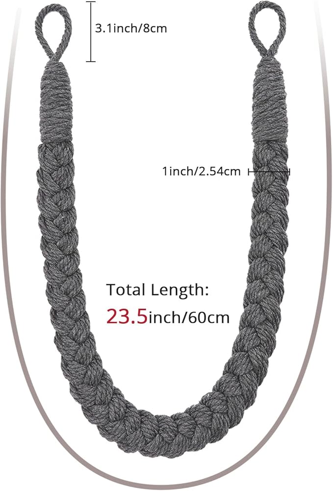 NICEEC 4 Pack Natural Cotton Rope Curtain Tiebacks Elegant Boho Style - Image 3