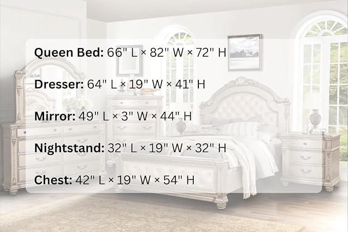 First of a Kind Evelyn Traditional 5 Piece Queen Bedroom Set - Image 7