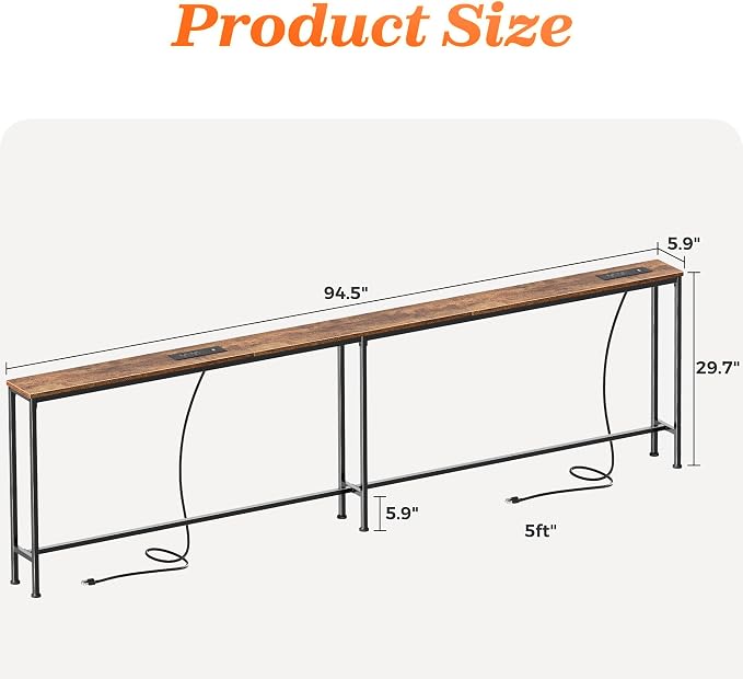 SUPERJARE 94.5 Inch Sofa Table - Image 2