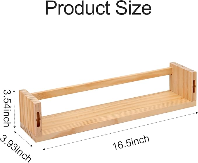 Fixwal Nursery Book Shelves, 16.5 Inch Floating Nursery Bookshelves, Solid Wood - Image 2