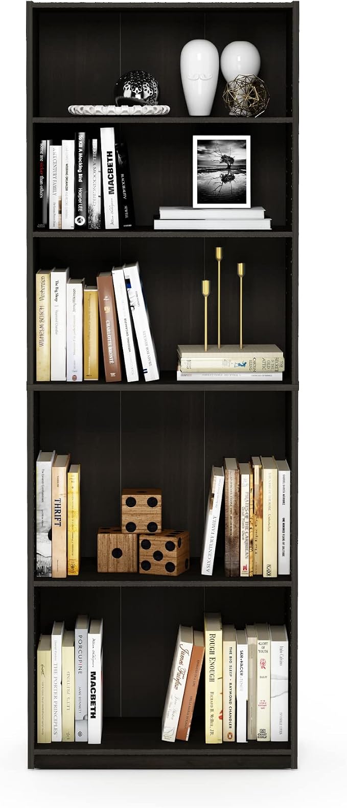 Furinno Jaya Book Shelf, 5-Tier Bookshelf, Tall Standing Bookcase - Image 6
