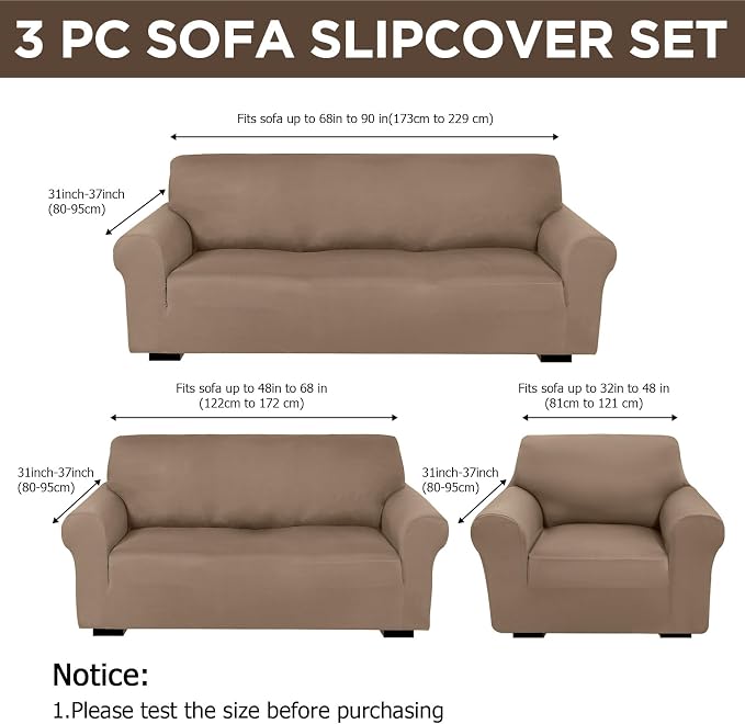 Peryiter 3 Pcs Couch and Loveseat Covers Set Sofa Cover - Image 2