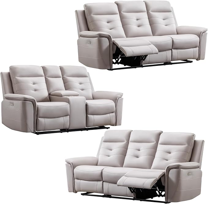 ANJ 3-Piece Faux Leather Power Recliner Sofa Set - Image 8