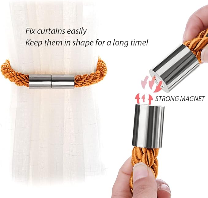 NICEEC 2 Pack Strong Magnetic Curtain Tiebacks Modern Simple Style Drape Tie - Image 4
