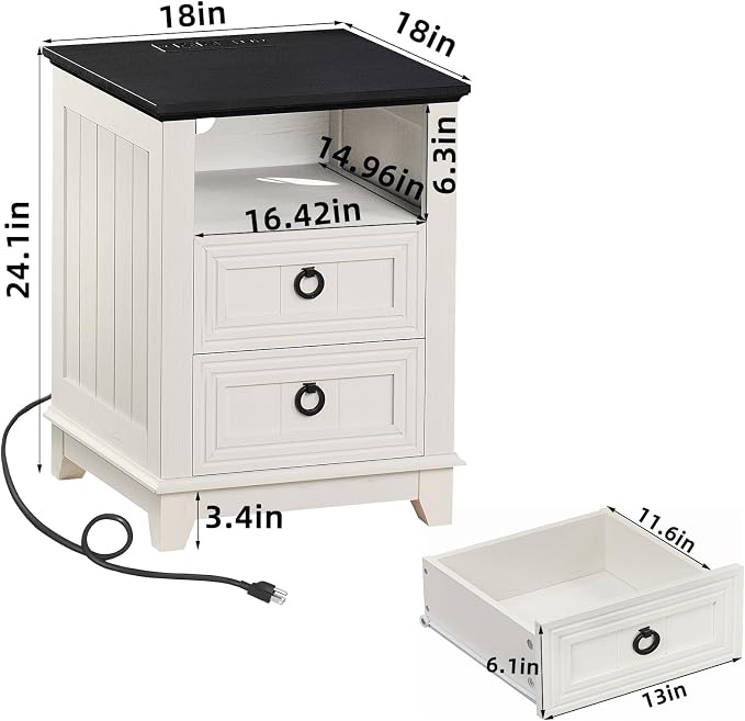 Joaxswe 18" Farmhouse Night Stands Set of 2 - Image 3