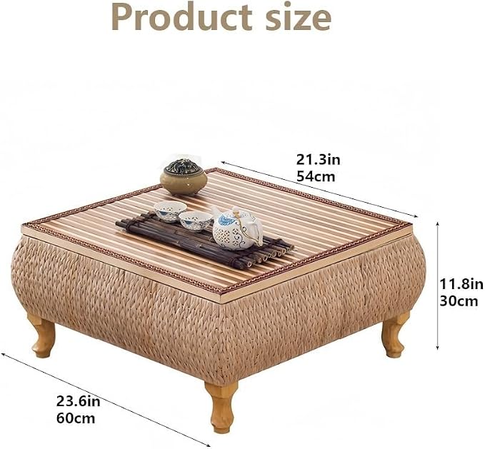 Japanese-Style Rattan Floor Table - Image 3