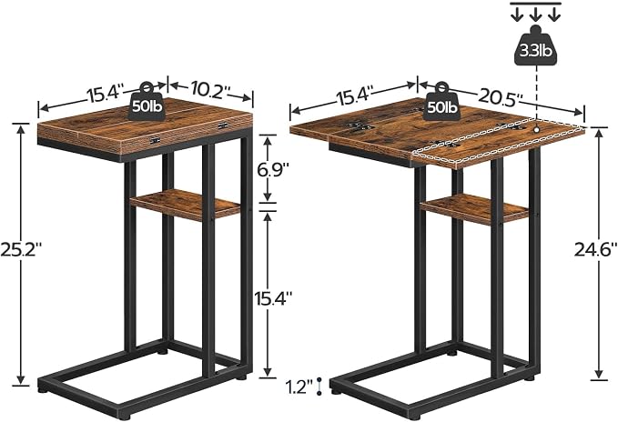 HOOBRO Foldable C Shaped End Table, C Shaped Side Table - Image 3