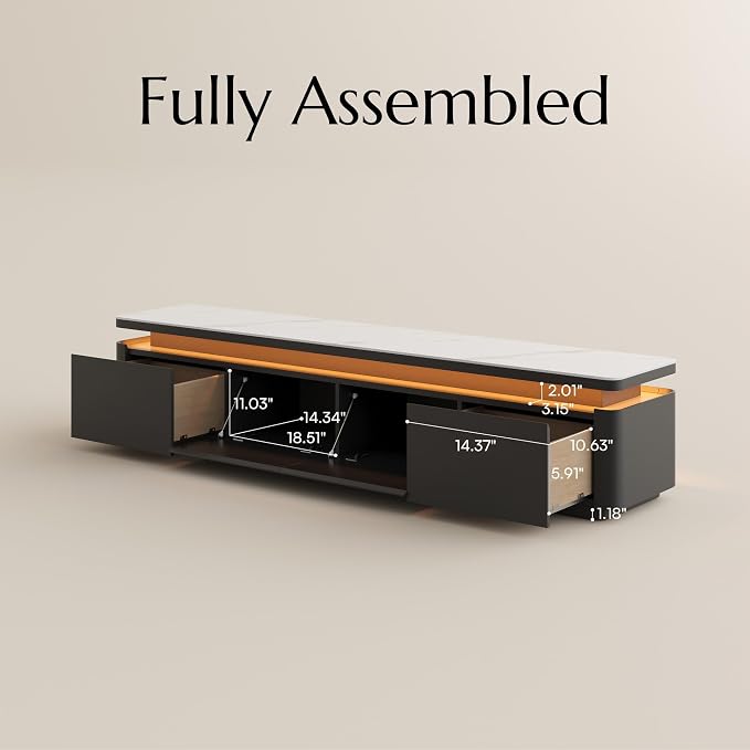 POVISON Fully Assembled 79" Mid-Century Modern TV Stand - Image 7