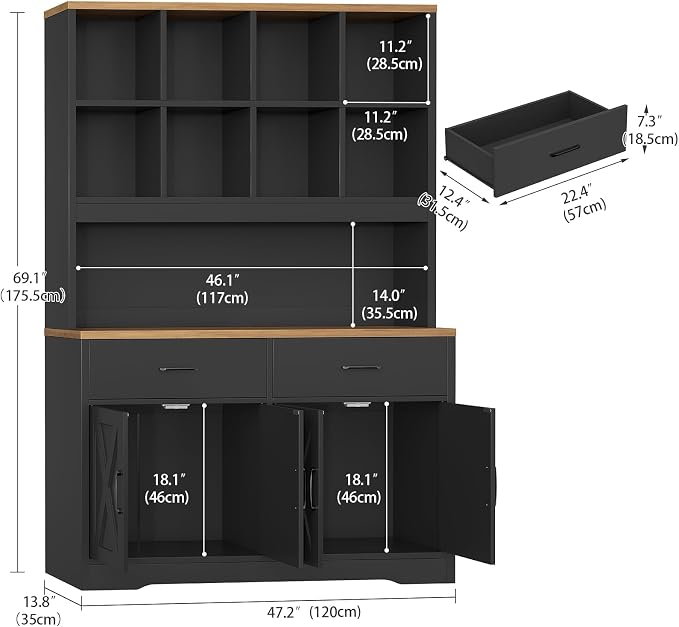 TEENFON 69" Tall Bookshelf and Bookcase, 5 Tier Floor Standing Bookshelves - Image 2