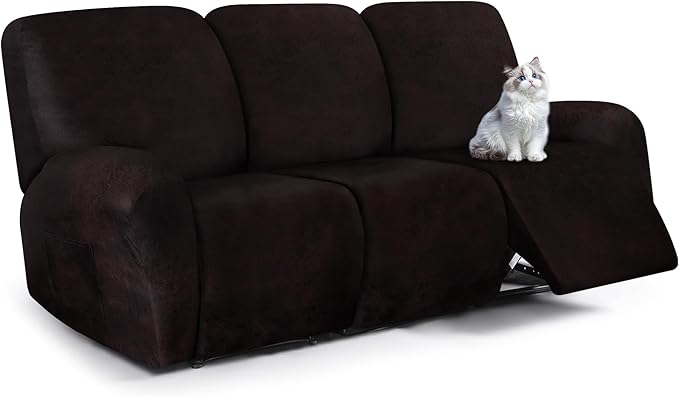 ANARACHON Leather Look Recliner Couch Cover, 8-Pieces Stretch Recliner Sofa by ANARACHON