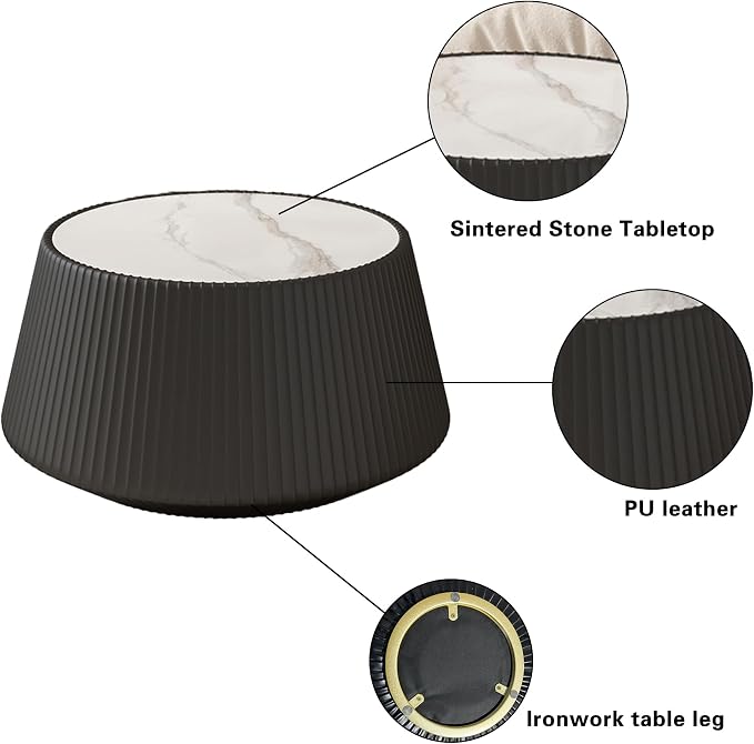 26.77" Marble Coffee Table, Modern Cup Shaped Coffee Table - Image 6
