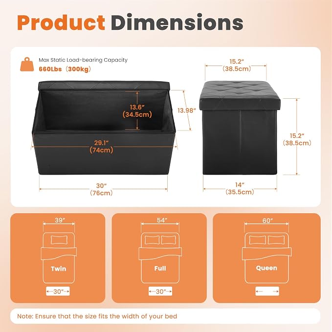 Sweetcrispy 30 Inches Folding Ottoman - Image 3
