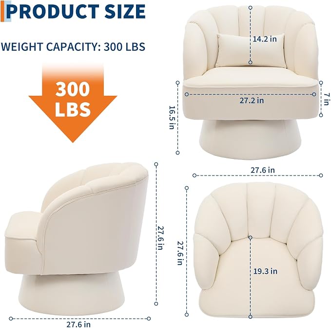 Garvee Ultra-Plush Swivel Accent Chair, 360° Barrel Lounge Chair - Image 2