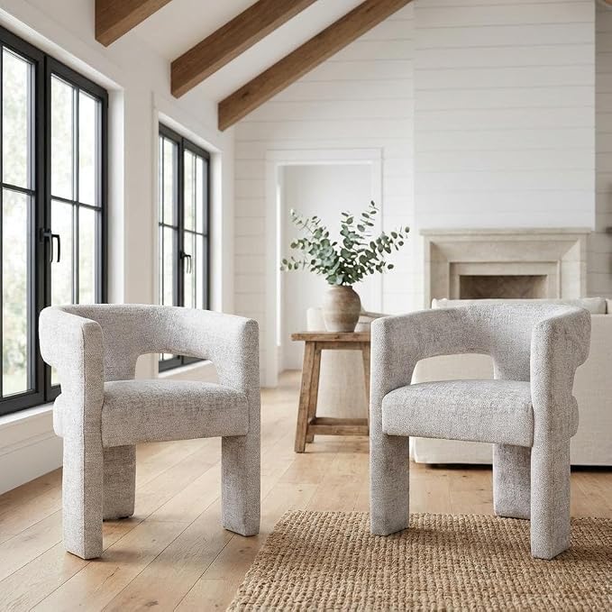 Jofran Gwen Jacquard Upholstered Accent Chair, Modern Luxury Plush Sculptural - Image 2