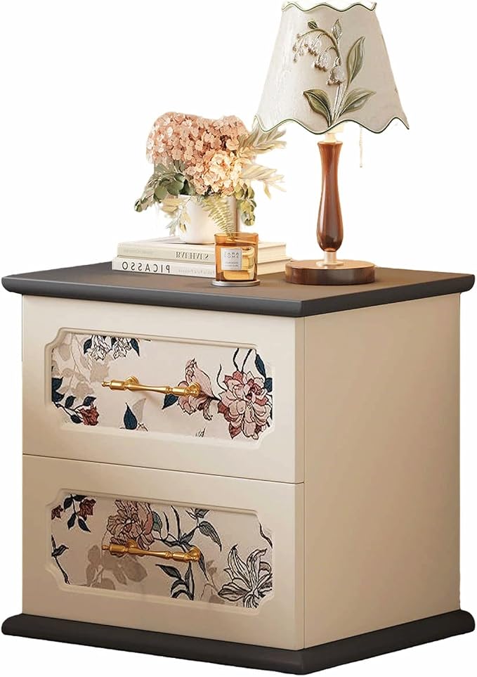 Vintage-Print New Chinese-Style Bedside Table, Office/Bedroom/Living Room by Unknown