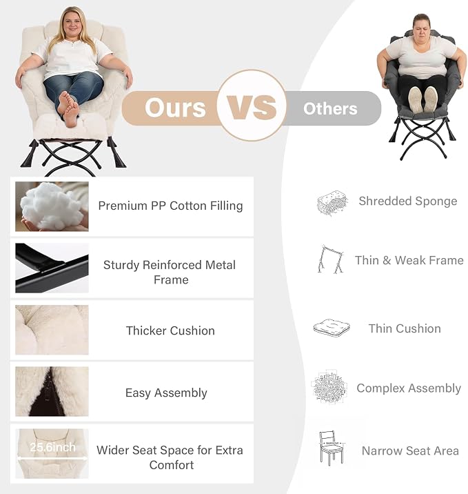 MBOOYOME Lazy Chair with Ottoman, Modern Accent Lounge Armchair with Side - Image 9