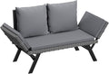 Flamaker Outdoor Convertible Sofa, Woven Rattan Patio Furniture Sunbed by Flamaker