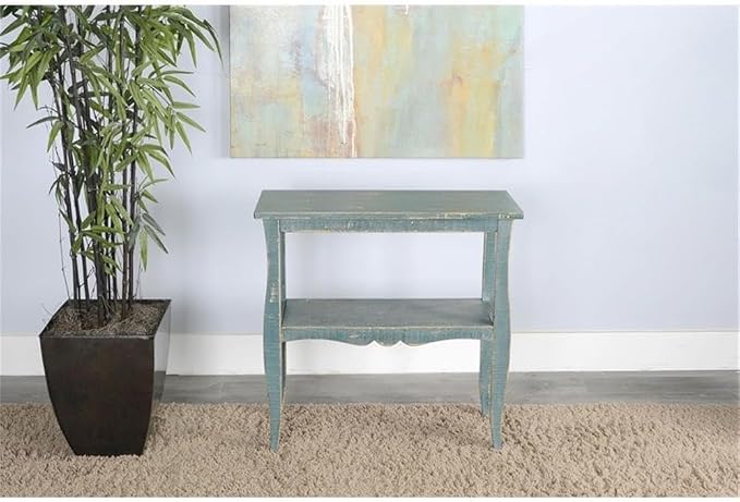 Sunny Designs Marina Green Sea Grass Solid Wood and Veneers Side Table - Image 2