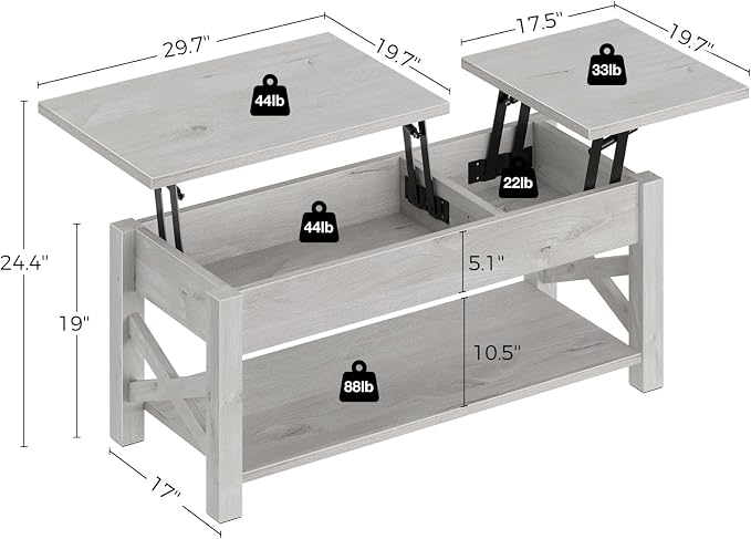Rolanstar 47.2" Lift Top Coffee Table - Image 2