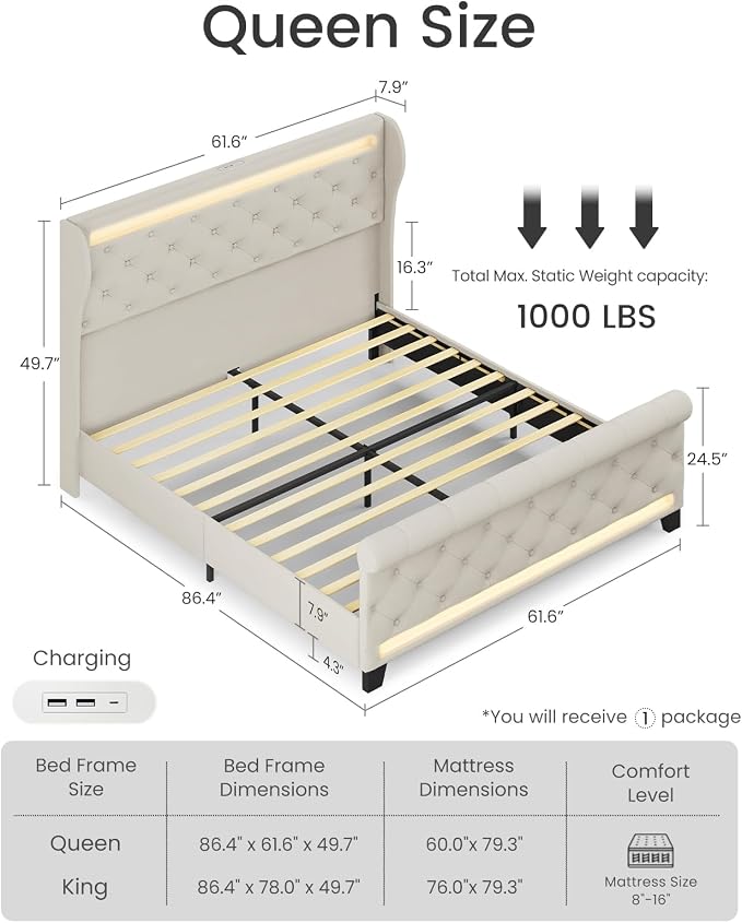 Belffin Queen Size Bed Frame - Image 2