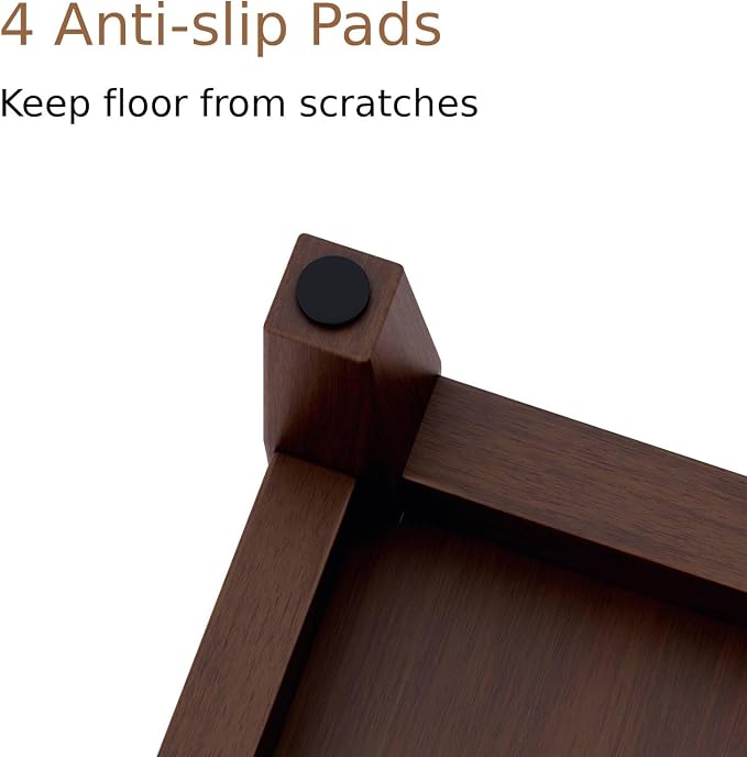 ABHENG 31.5” Large Square Storage Ottoman, Upholstery Solid Rubberwood Coffee - Image 7