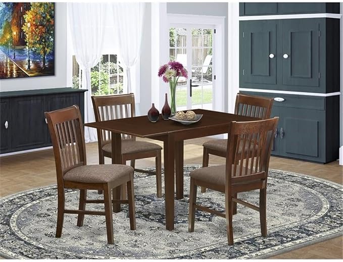 East West Furniture NDNO5-MAH-C 5 Piece Kitchen Table Set - Image 2
