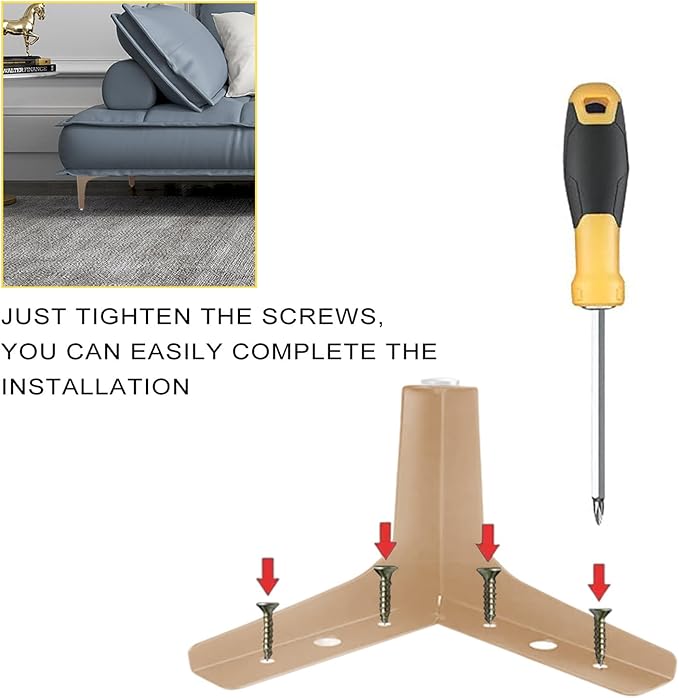 AODIOU Furniture Legs Modern Feet: Gold Metal Furniture Legs 4 Inch DIY - Image 2