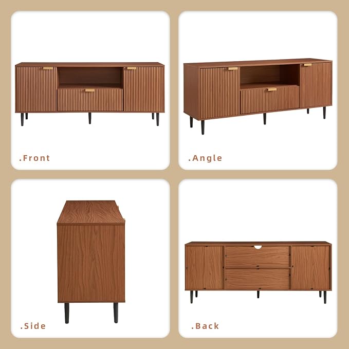Okvnbjk Modern TV Stand for 65 Inch TV, Fluted TV Consoles for Living Room - Image 7