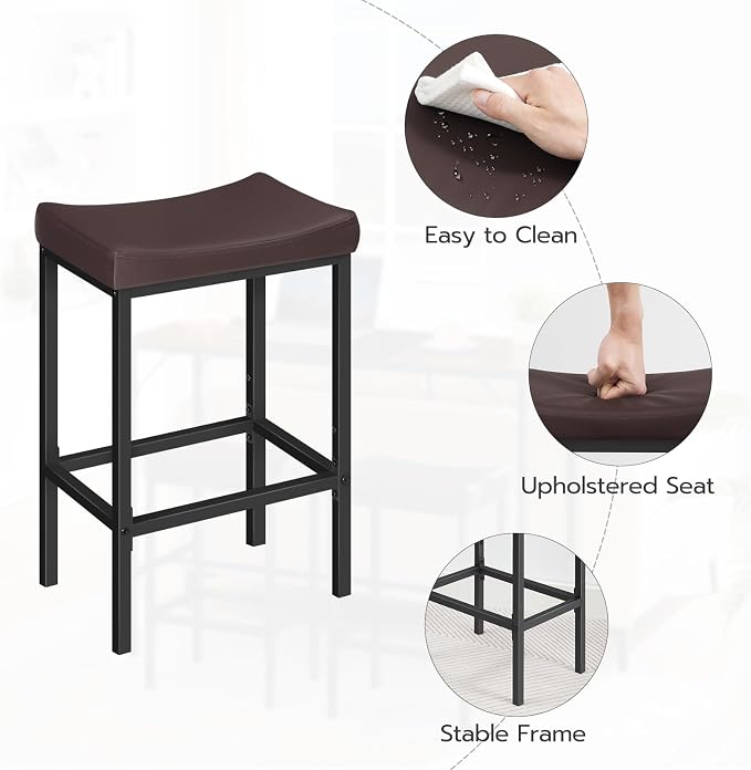 HOOBRO Bar Chairs, 24.8 Inches, 2.4" Thick Upholstery, - Image 10