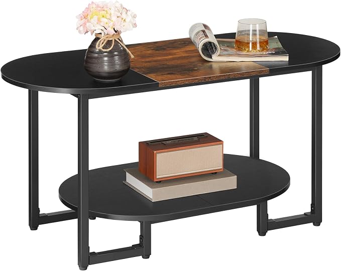 HOOBRO Coffee Table for Living Room, Oval Small Coffee Table - Image 8