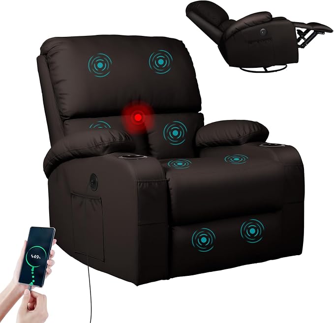 LEVELEVE Rocking Recliner Chair, Massage Rocker Recliner Chair by Enjoyyourlife