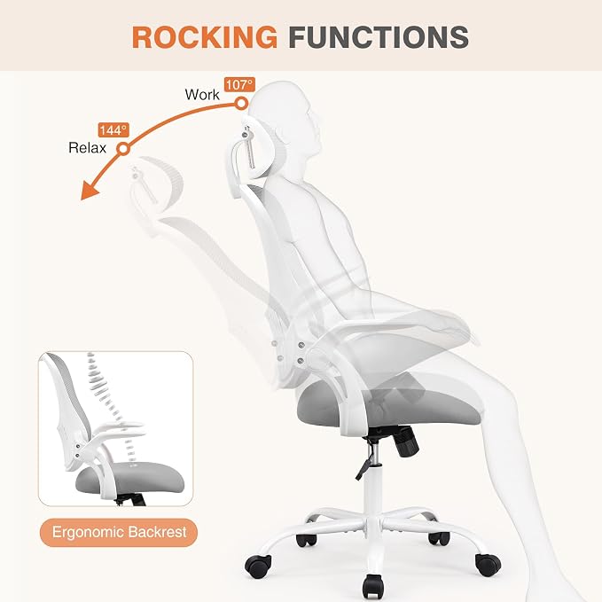 Sweetcrispy Home Office Desk Chair, Ergonomic High-Back Mesh Rolling Work - Image 4