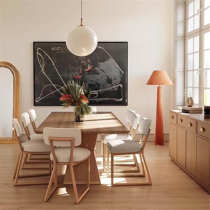 Pemberly Row Contemporary Dining Chair, Cream Recycled Fabric Upholstery - Image 2