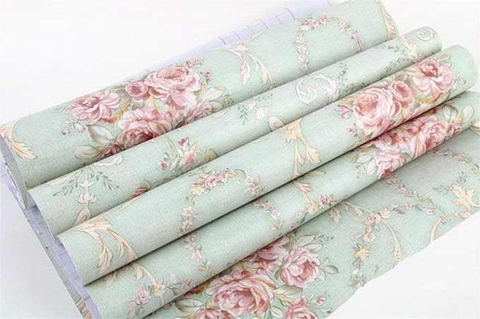 Vintage Floral Self Adhesive Wall Paper Shelf Liner Funitures Dresser Drawer - Image 3
