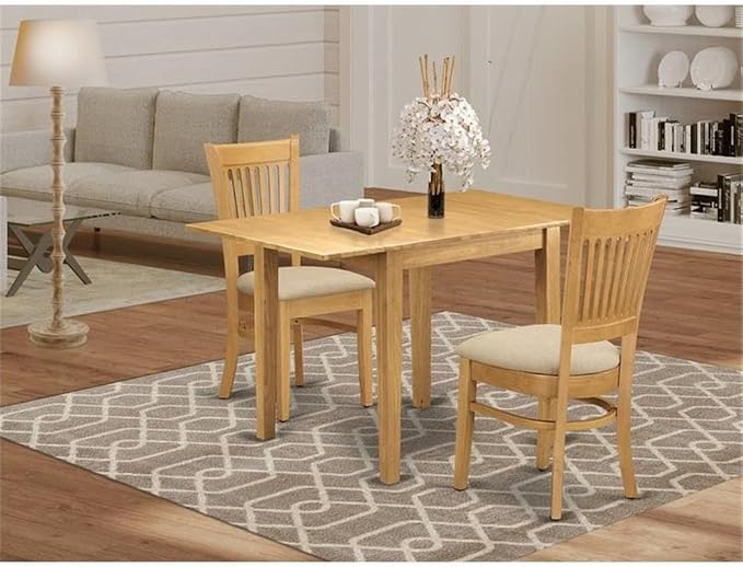 East West Furniture NDVA3-OAK-C 3 Piece Dining Room Furniture Set Contains a - Image 2